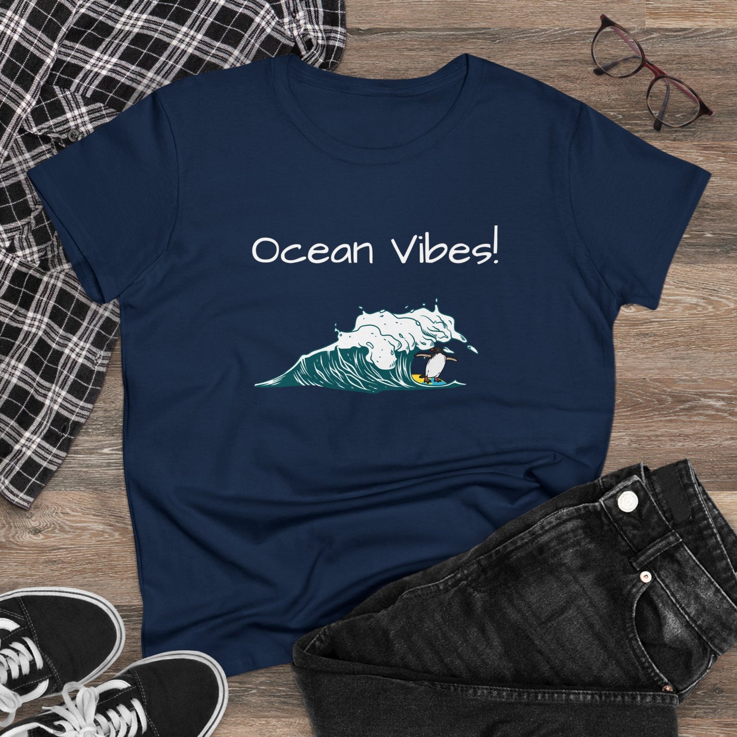 Ocean Vibes! Women's Midweight Cotton Tee