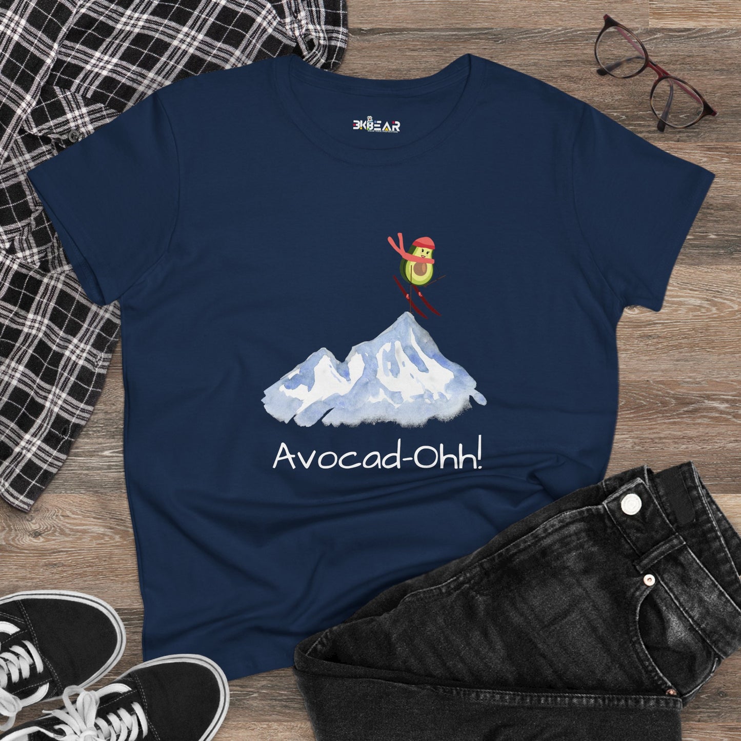 “Avocad‑Ohh” Women’s Avocado Graphic Tee – Midweight Cotton Shirt
