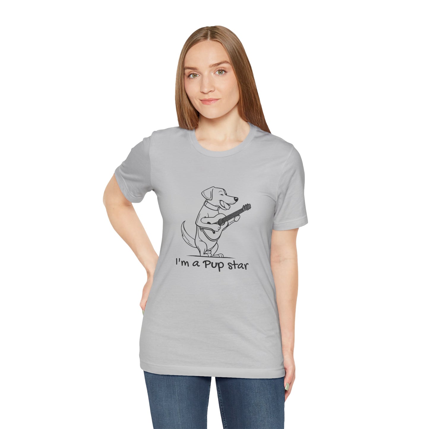 Dog With a Guitar. I'm a Pup Star. Unisex Jersey Short Sleeve Tee