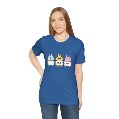 I Love Cats. Women's Unisex Jersey Short Sleeve Tee