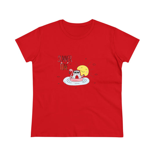 Jingles The Summertime Cat. Women's Midweight Cotton Tee