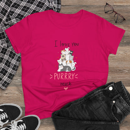 Adorable Animals that Love You Purry Much. Women's Midweight Cotton Tee