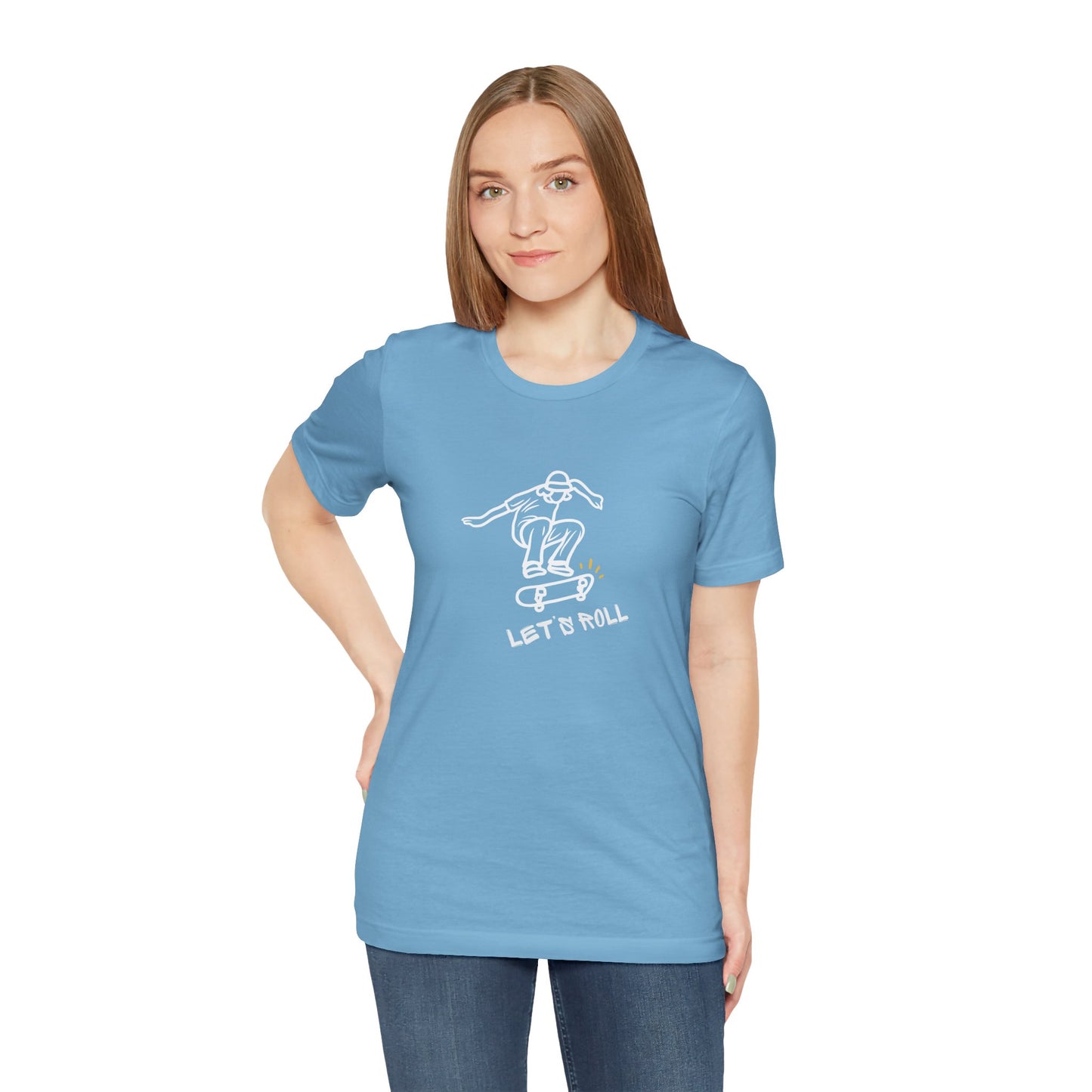Let's Roll Skateboarder. Unisex Jersey Short Sleeve Tee