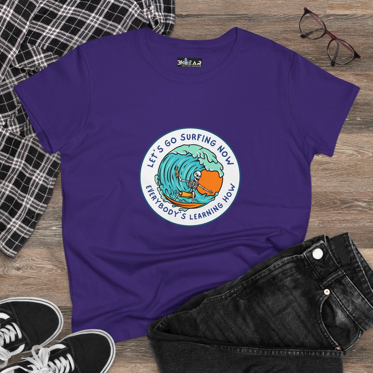 Let's Go Surfing Now. Everybody's Learning How. Women's Midweight Cotton Tee