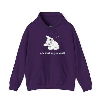 Vexing Cat Wondering What You Want.  Unisex Hooded Sweatshirt.