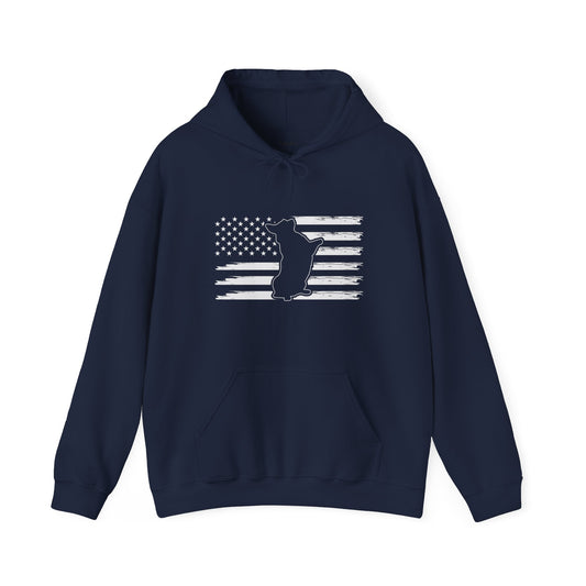 Charlie The American Flag. Unisex Hooded Sweatshirt.