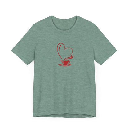 I Heart Coffee. Red. Unisex Jersey Short Sleeve Tee