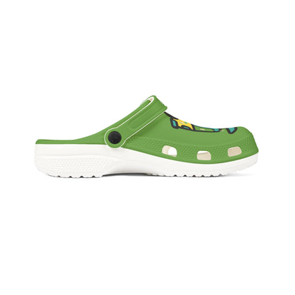 Summer Vibing Van Lite Green Rubber Clogs For Men
