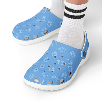 Paw Print  Rubber Clogs for Girls- Light Blue