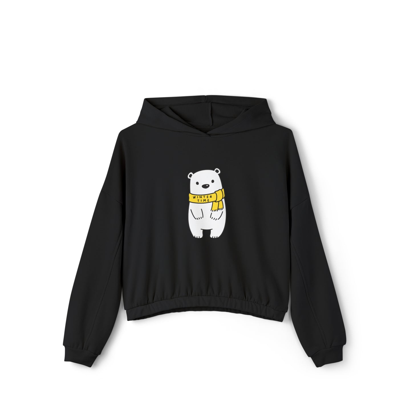 Winter Time BK Bear. Women's Cinched Bottom Hoodie