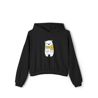 Winter Time BK Bear. Women's Cinched Bottom Hoodie