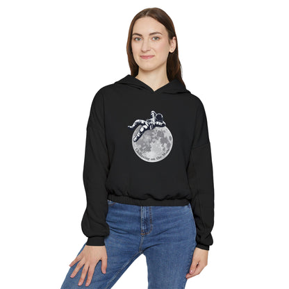 Chillaxing on the Moon. Women's Cinched Bottom Hoodie