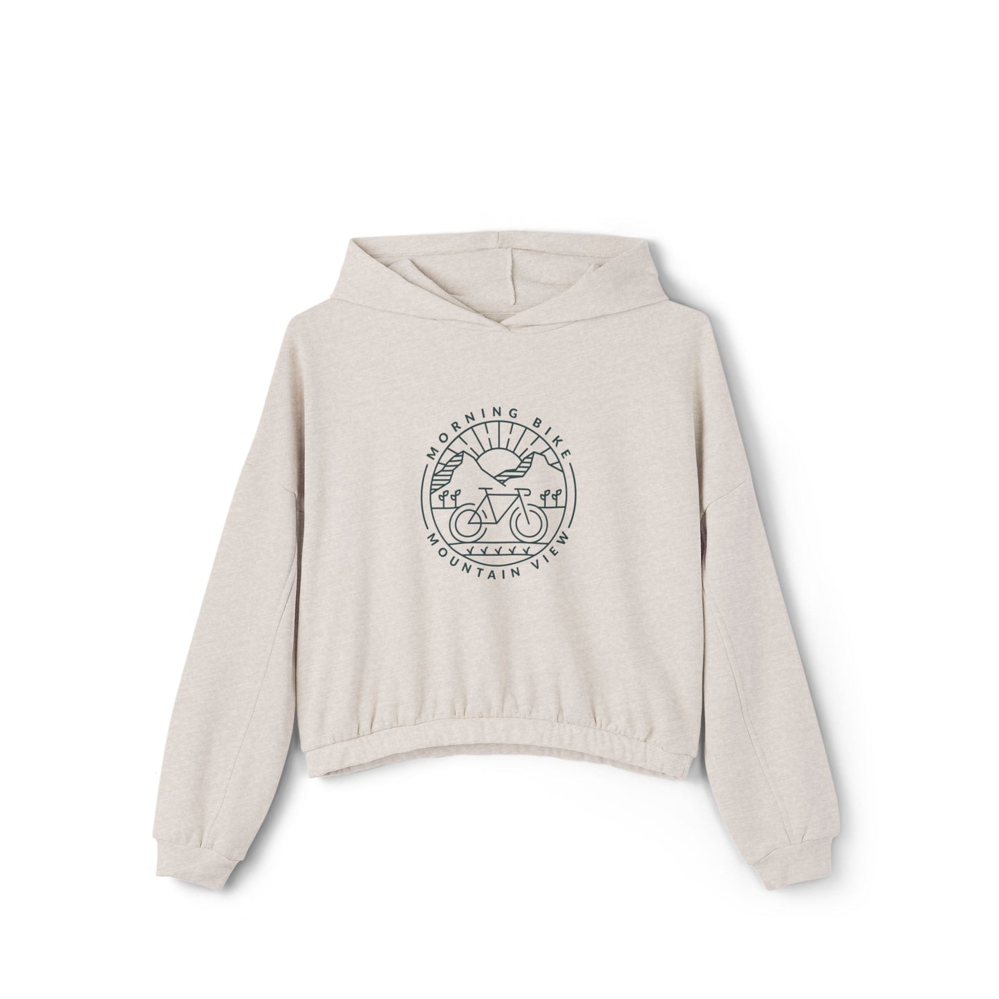 Morning Bike Mountain View. Women's Cinched Bottom Hoodie