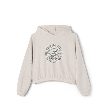 Morning Bike Mountain View. Women's Cinched Bottom Hoodie