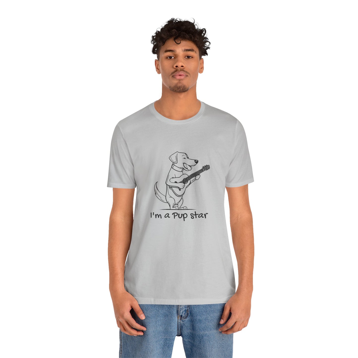 Dog With a Guitar. I'm a Pup Star. Unisex Jersey Short Sleeve Tee