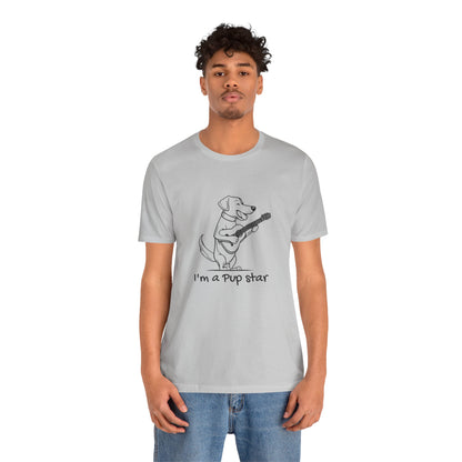 Dog With a Guitar. I'm a Pup Star. Unisex Jersey Short Sleeve Tee