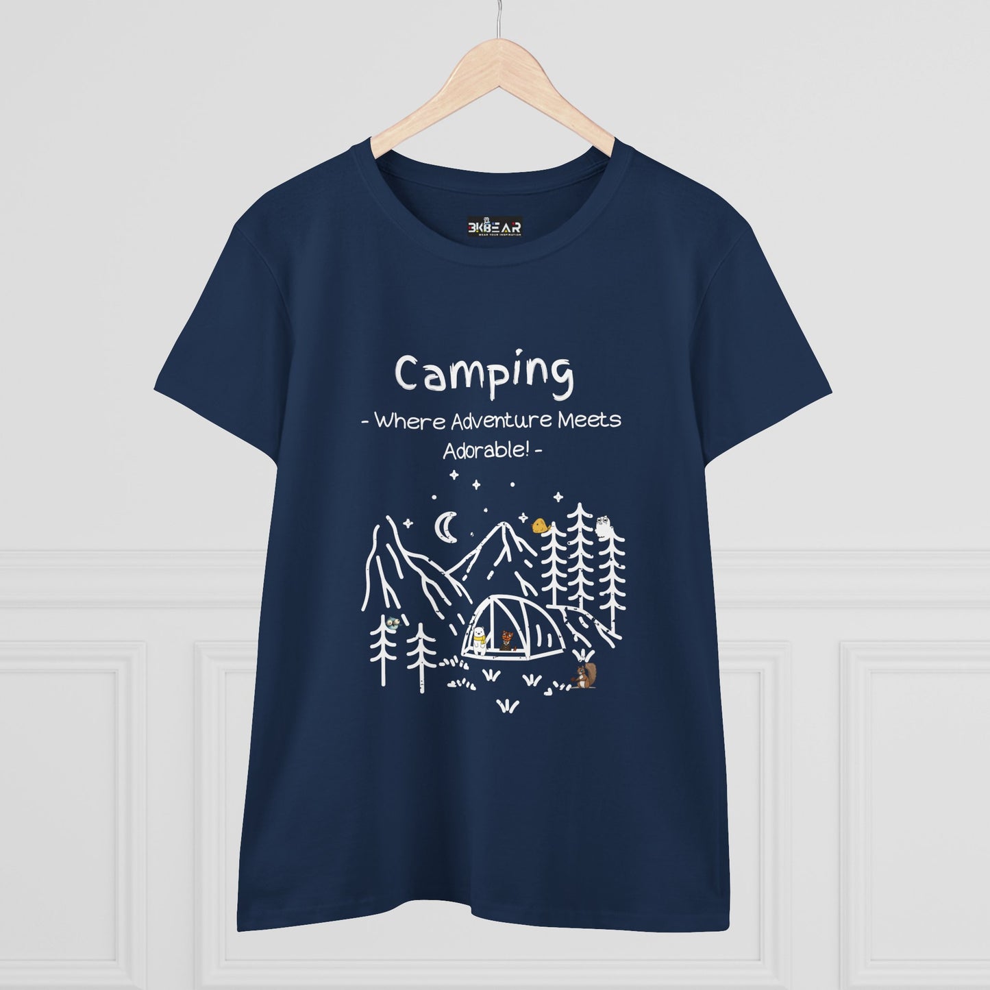 Camping. Where Adventure Meets Adorable. Women's Midweight Cotton Tee
