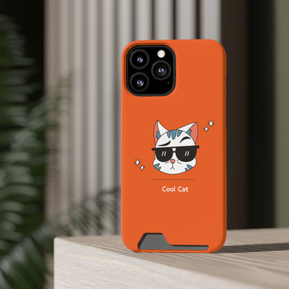 Cool Cat. Phone Case With Card Holder