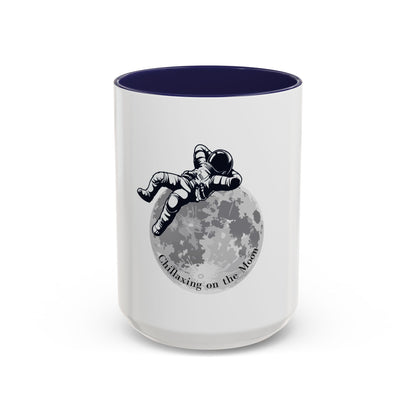 Chillaxing on The Moon. Accent Coffee Mug, 11oz
