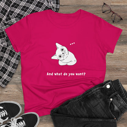Vexing Cat Wondering What You Want. Women's Midweight Cotton Tee