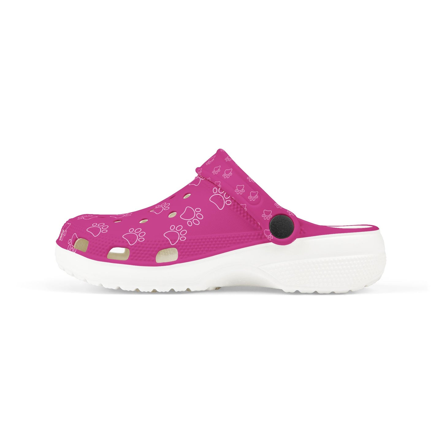 Paw Print  Rubber Clogs for Girls- Hot Pink
