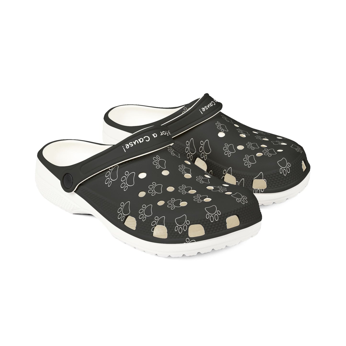 Black Paw Print Rubber Clogs For Men- Dawgs  for a Cause
