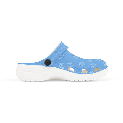 Paw Print  Rubber Clogs for Girls- Light Blue