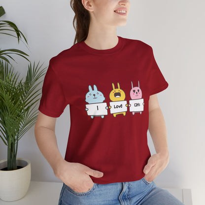 I Love Cats. Women's Unisex Jersey Short Sleeve Tee