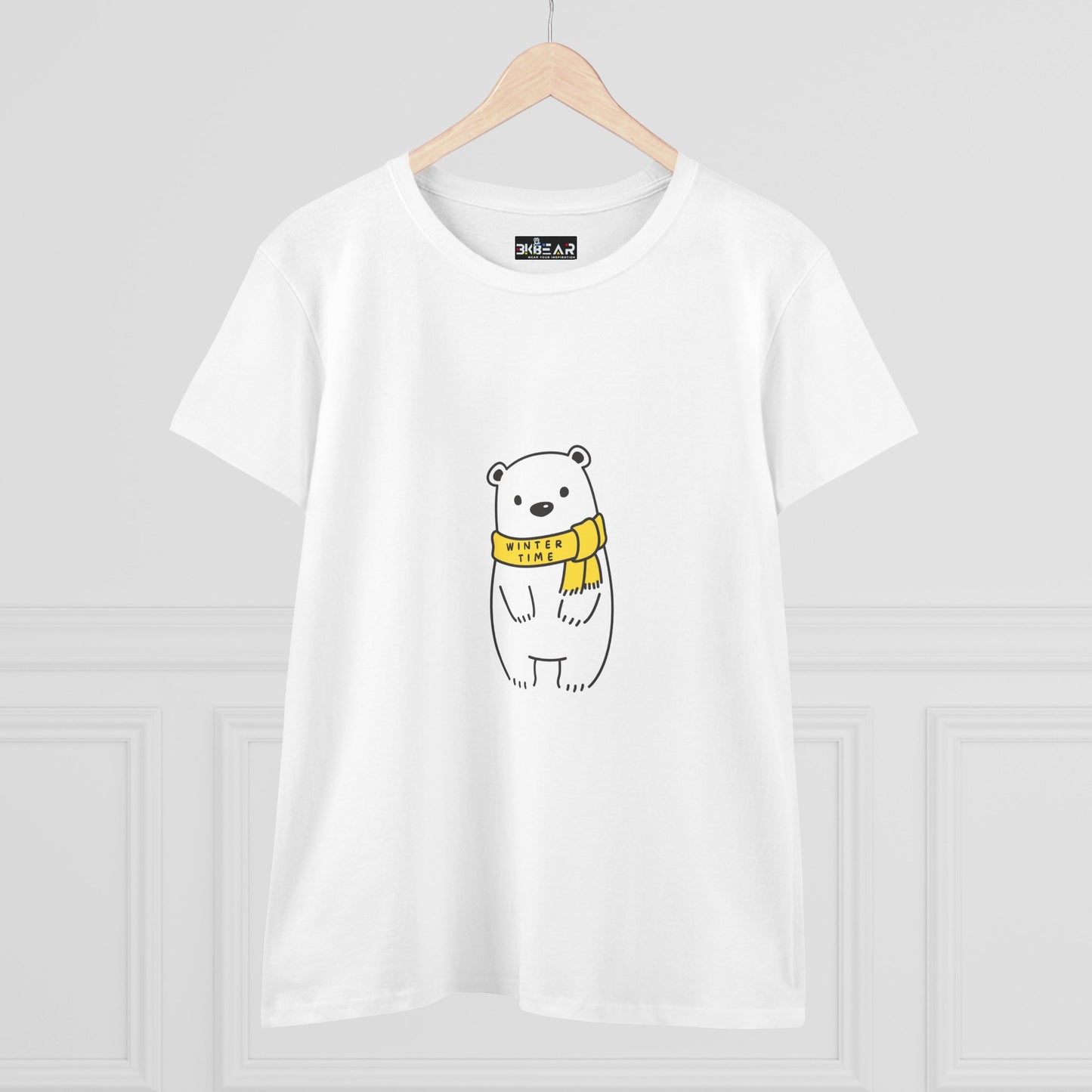 Winter Time BK Bear. .  Women's Midweight Cotton Tee