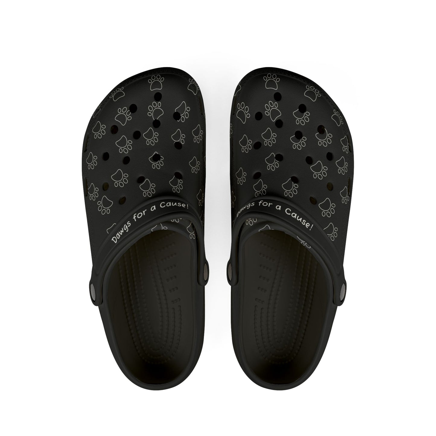 Black Paw Print Rubber Clogs For Men- Dawgs  for a Cause