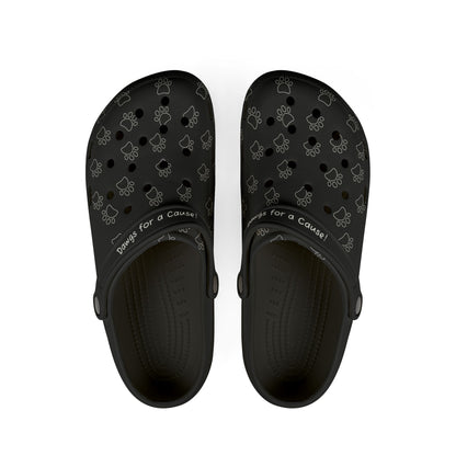 Black Paw Print Rubber Clogs For Men- Dawgs  for a Cause