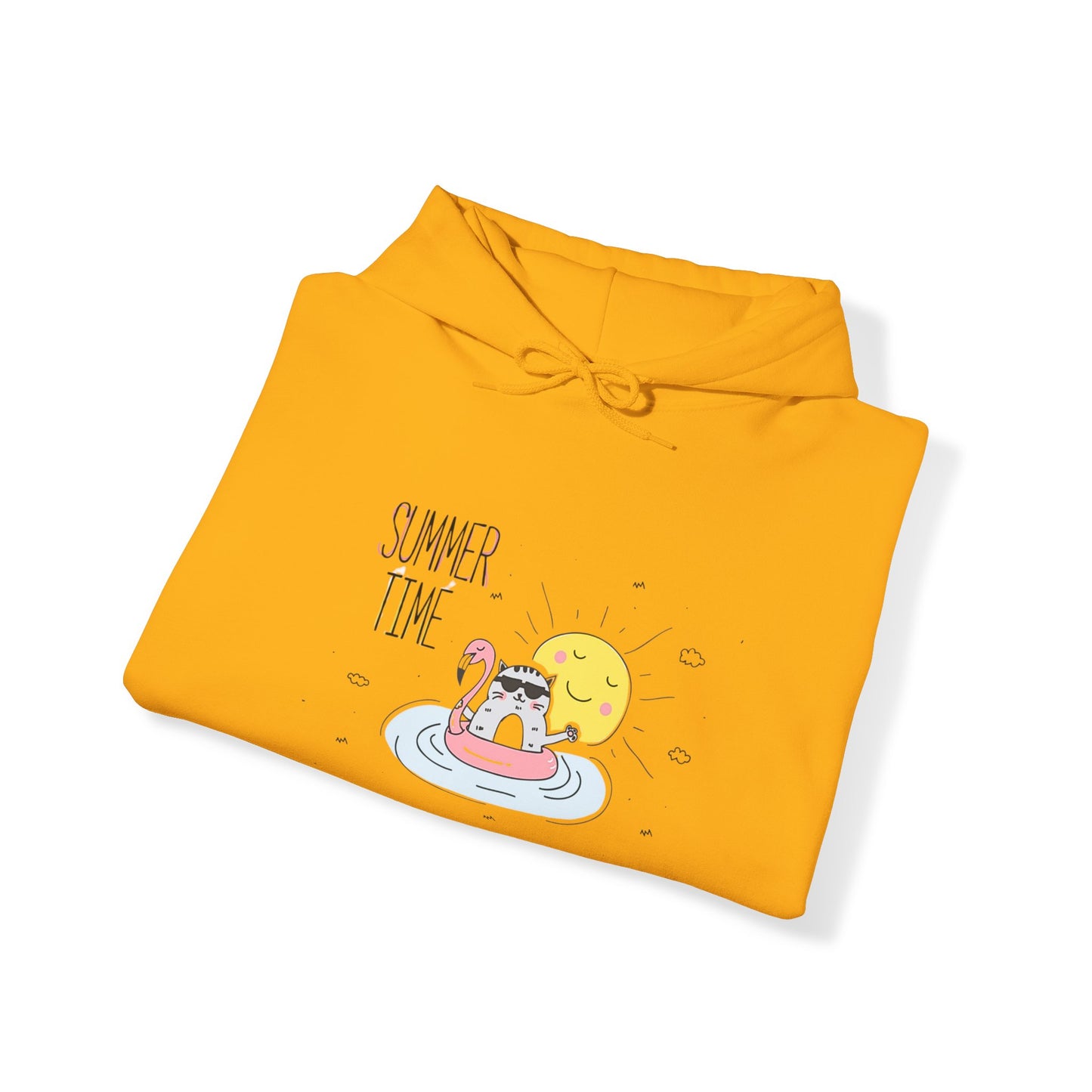 Jingles The Summertime Cat. Unisex Hooded Sweatshirt.