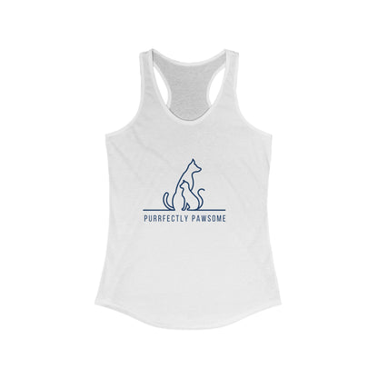 Purrfectly Pawsome Dog an Cat Silhouette. Women's Ideal Racerback Tank