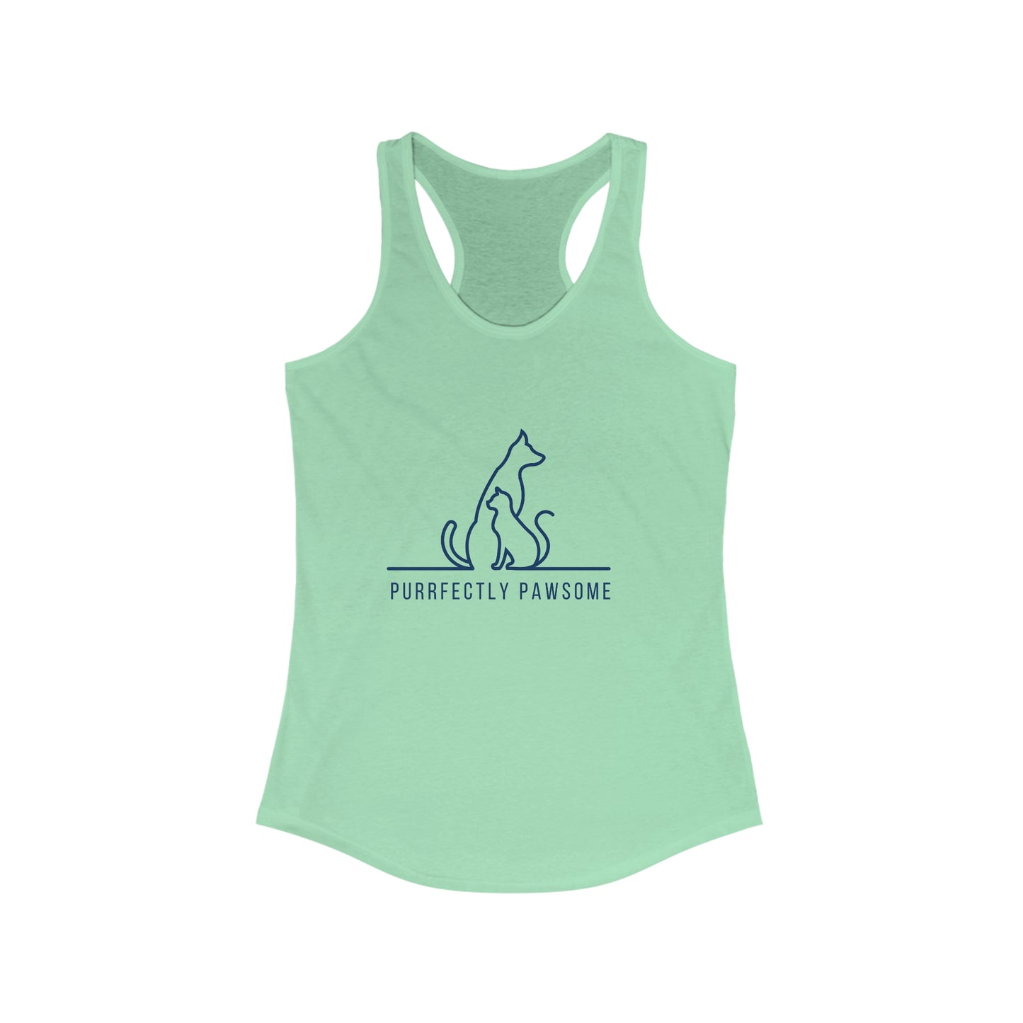 Purrfectly Pawsome Dog an Cat Silhouette. Women's Ideal Racerback Tank