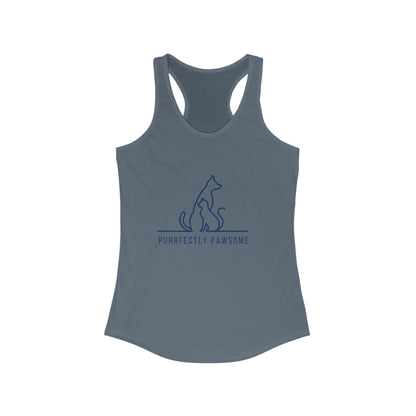 Purrfectly Pawsome Dog an Cat Silhouette. Women's Ideal Racerback Tank