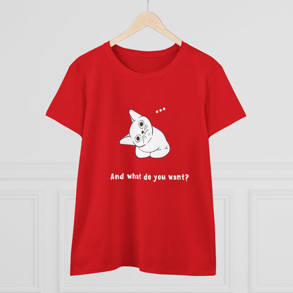 Vexing Cat Wondering What You Want. Women's Midweight Cotton Tee