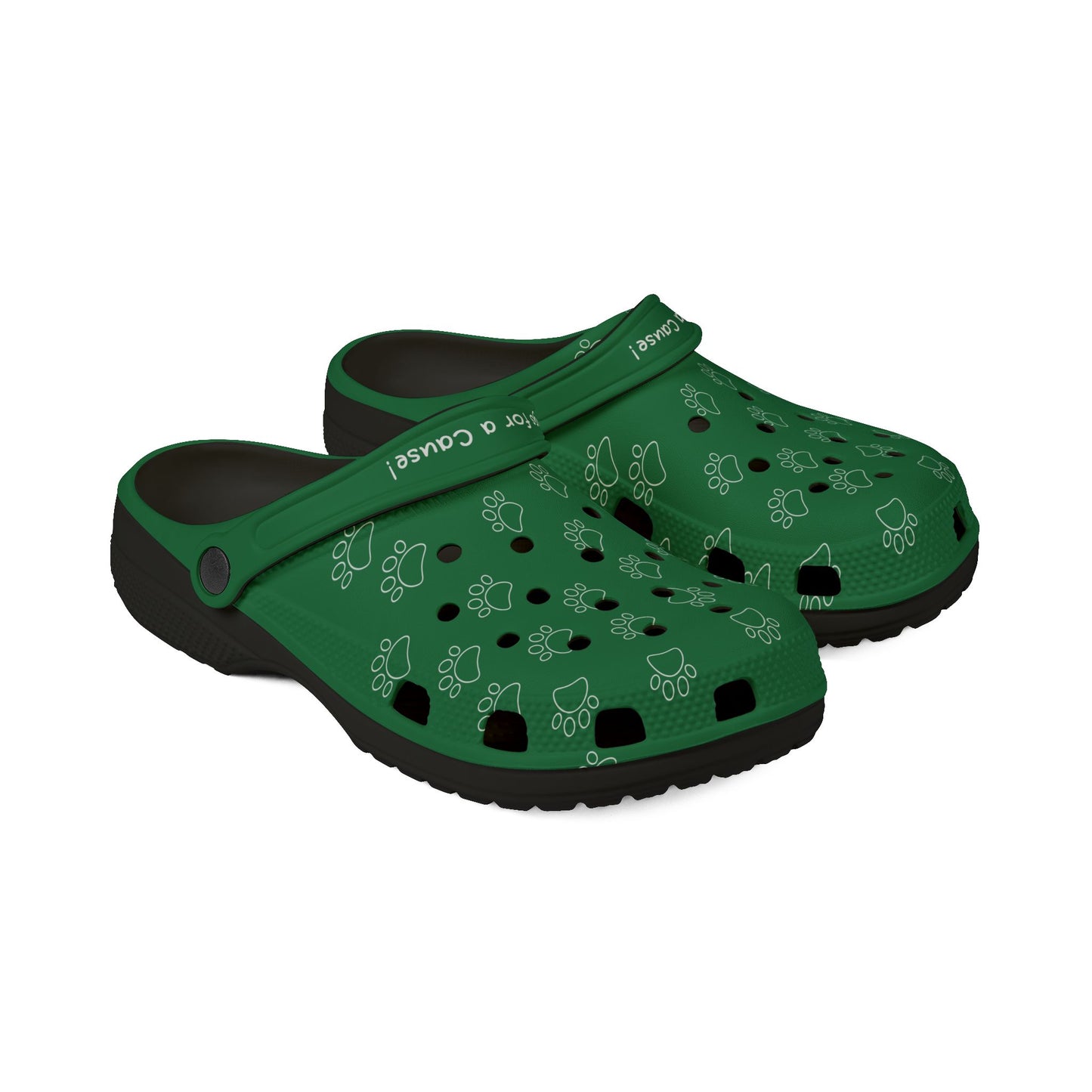 Green Dog Paw Print Rubber Clogs For Men