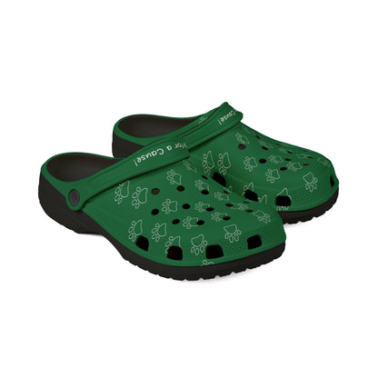 Green Dog Paw Print Rubber Clogs For Men