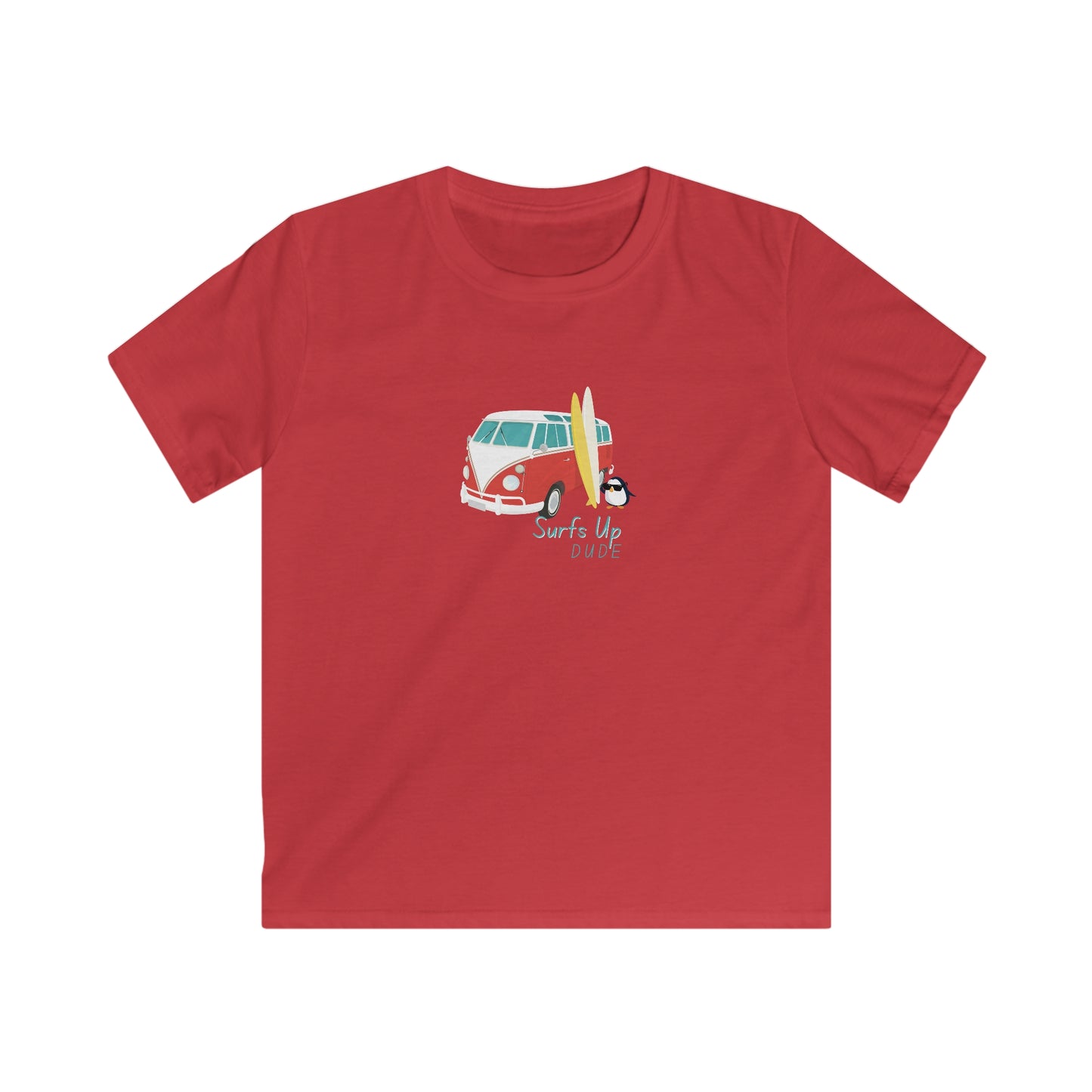 Surfs Up Dude. Kids Softstyle Tee