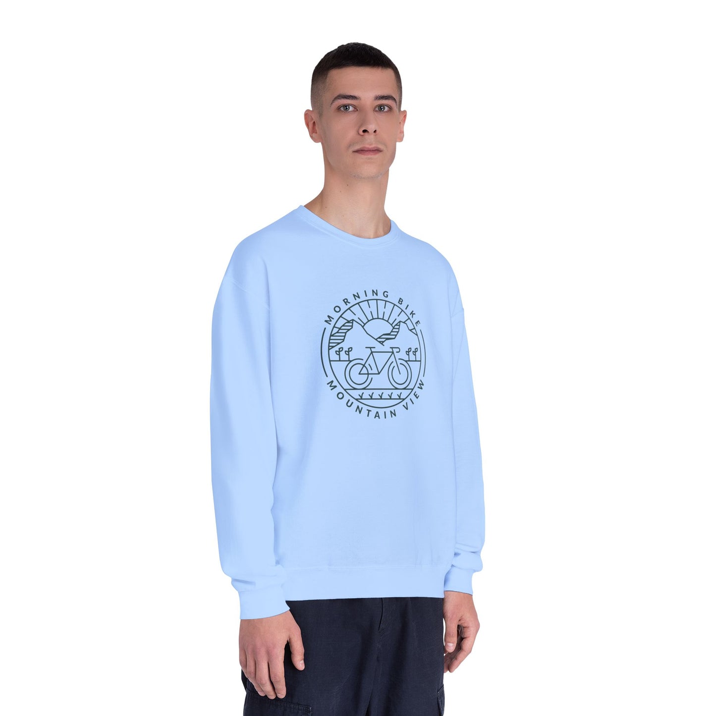 Morning Bike, Mountain View. Unisex NuBlend® Crewneck Sweatshirt