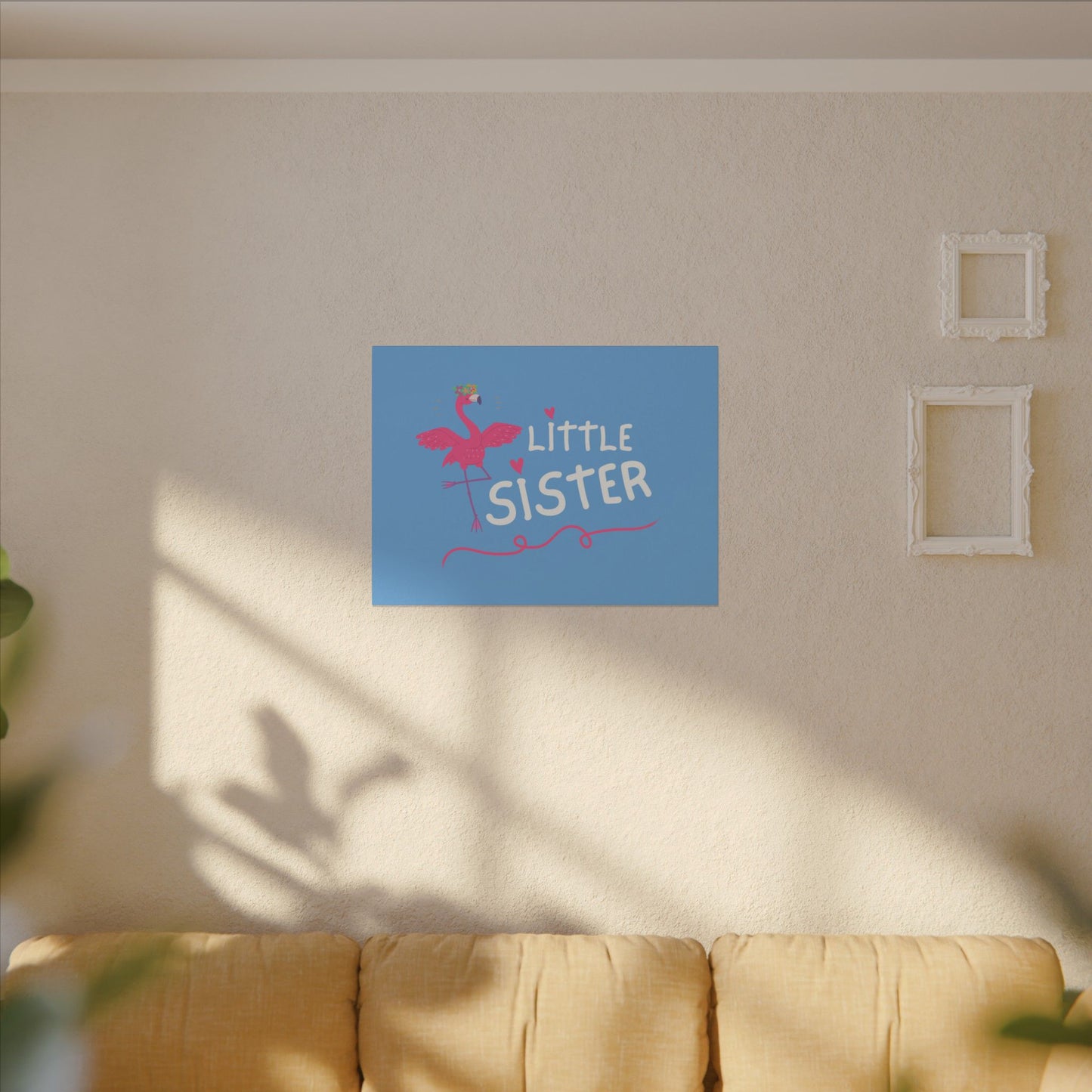 Adorable Little Sister Flamingo. Always On-Time. Canvas Gallery Wraps