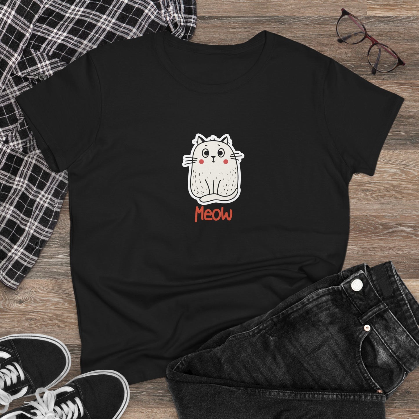Loki The Cat. Meow. Women's Midweight Cotton Tee