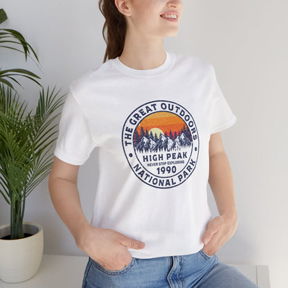 Never Stop Exploring. High Peak National Park. Unisex Jersey Short Sleeve Tee