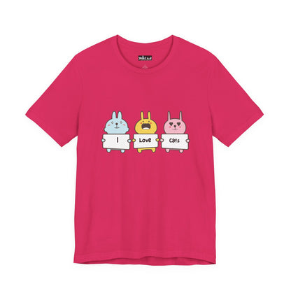 I Love Cats. Women's Unisex Jersey Short Sleeve Tee