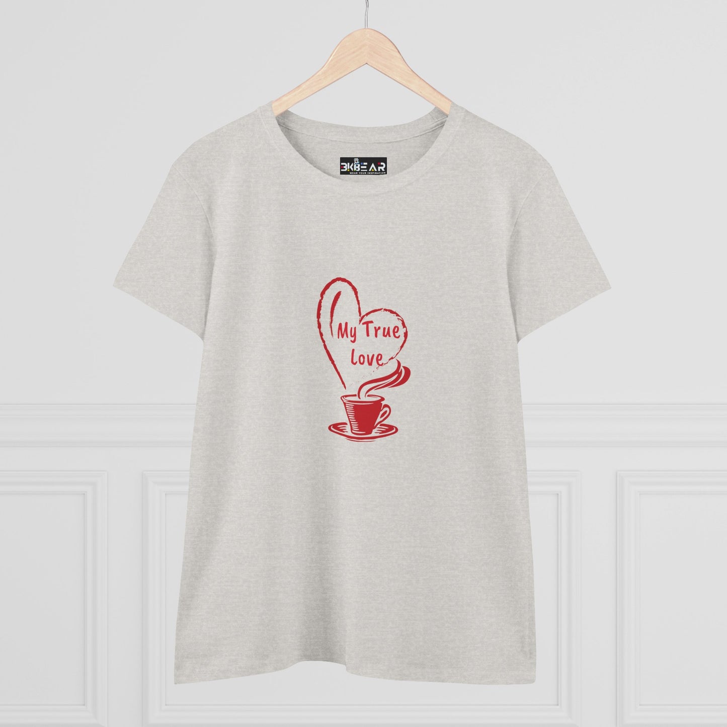 I Heart Coffee. Red. Women's Midweight Cotton Tee