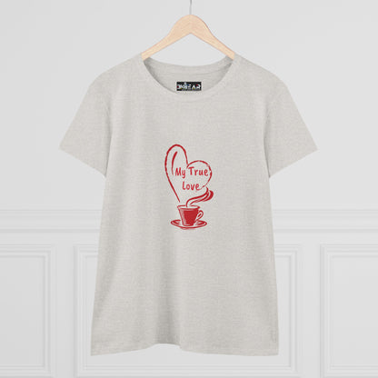 I Heart Coffee. Red. Women's Midweight Cotton Tee