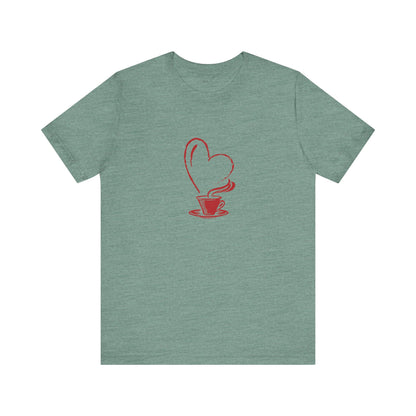 I Heart Coffee. Red. Unisex Jersey Short Sleeve Tee