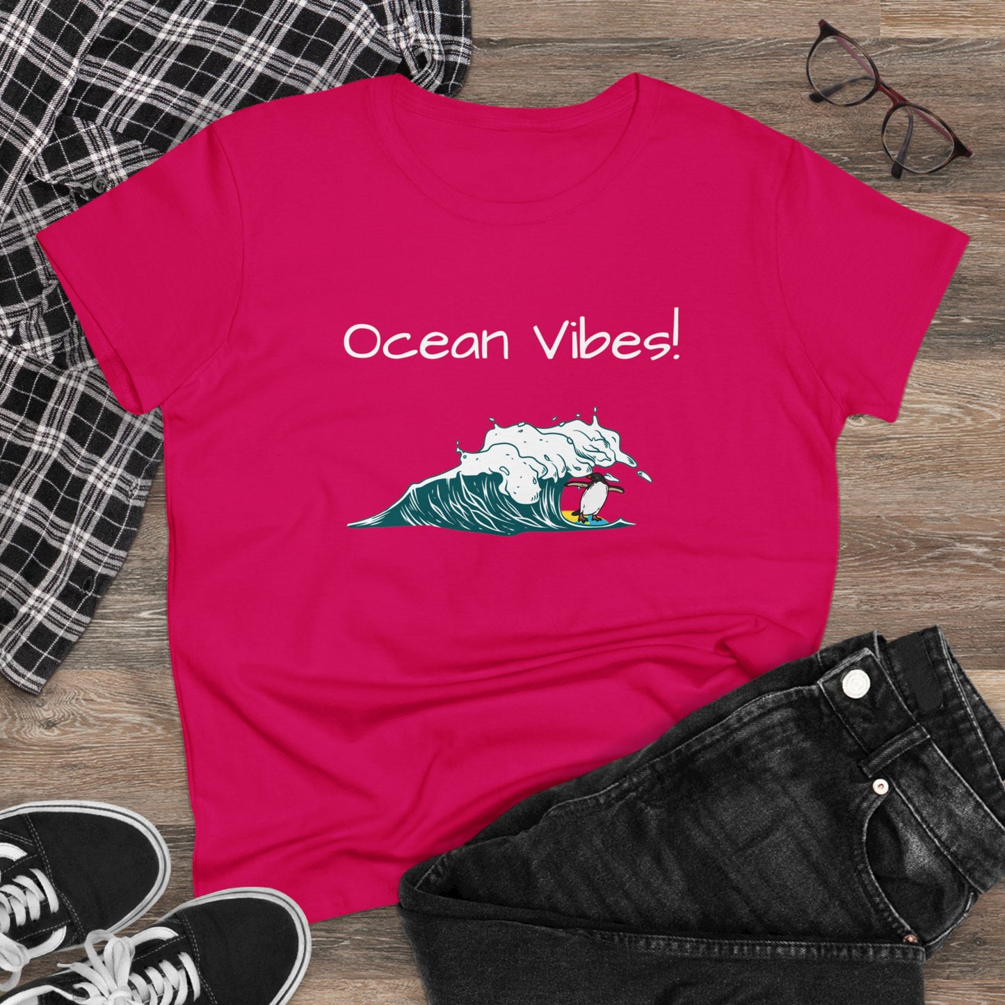 Ocean Vibes! Women's Midweight Cotton Tee