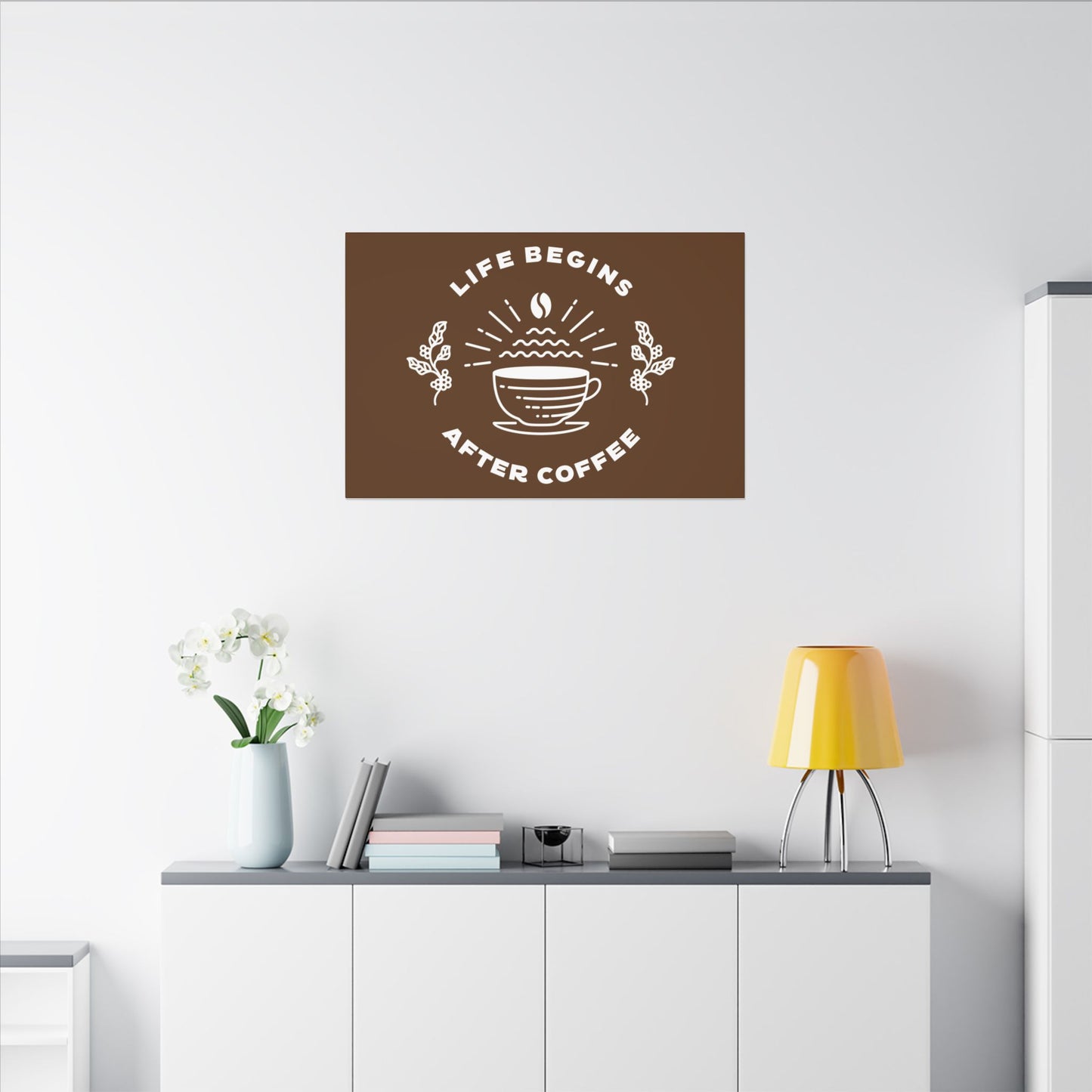 Life Begins After Coffee. Canvas Gallery Wraps