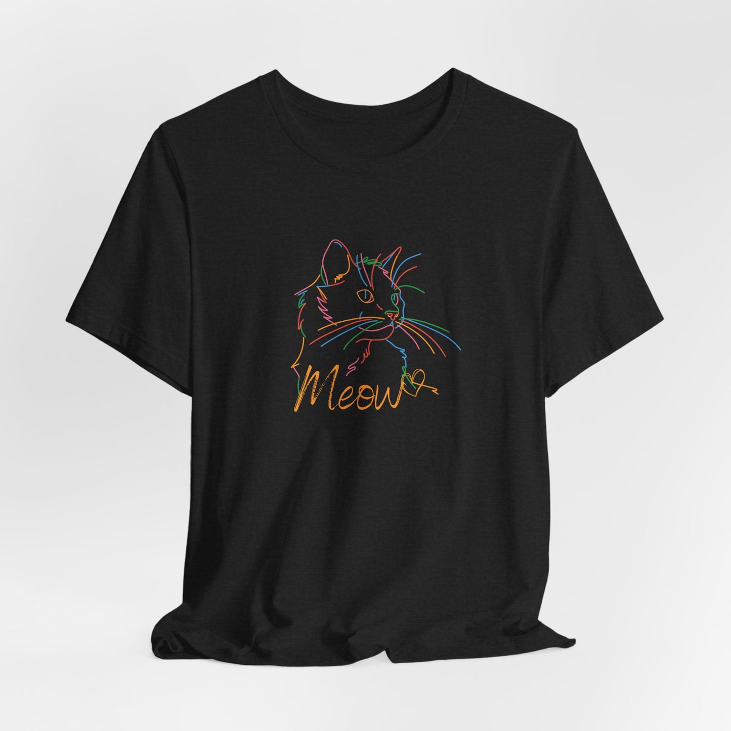 Meow. Cat with purrty color outlines. Unisex Jersey Short Sleeve Tee